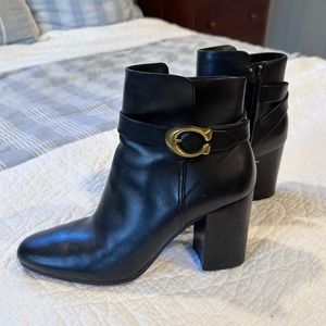 Black Leather Coach Booties. Women’s size 9